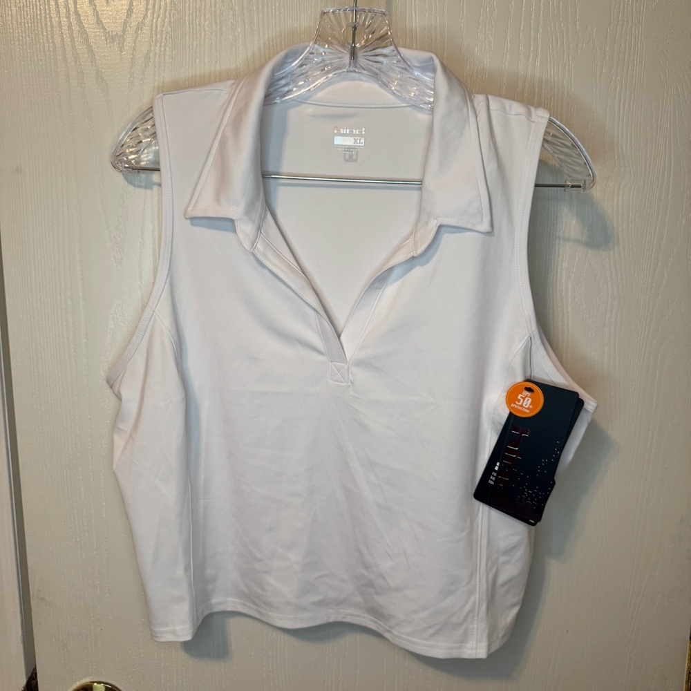Hind Women's Classic Cropped Polo White Tank Top Size XL